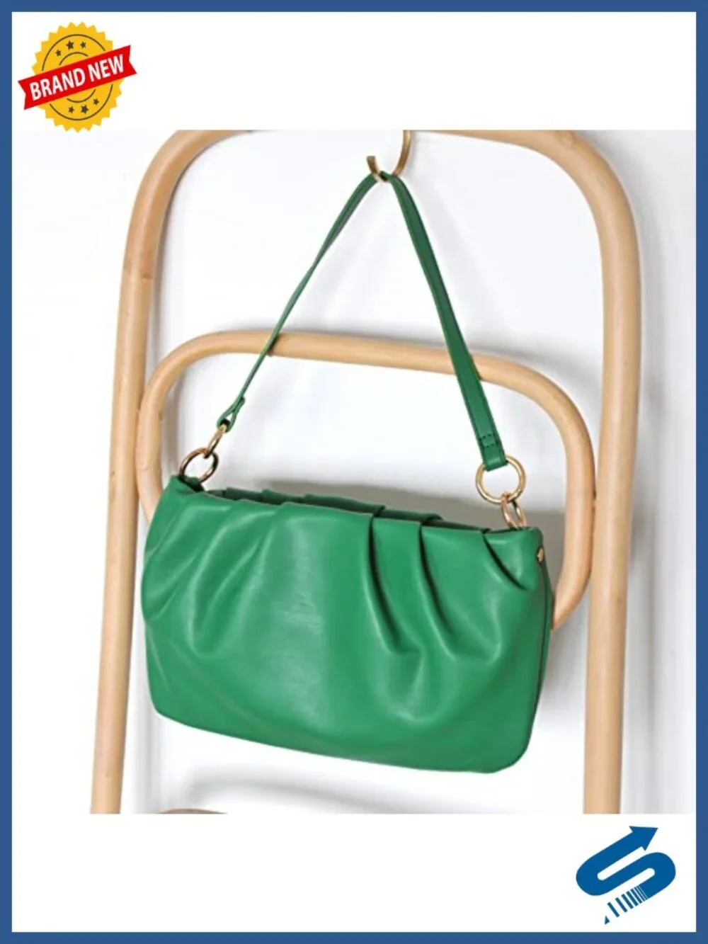 Women Ruched Hobo Bag, Vegan Faux Leather Crossbody Clutch, Adjustable Chain
